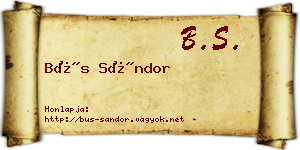 Bús Sándor névjegykártya