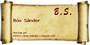Bús Sándor névjegykártya
